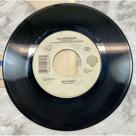 Van Morrison Wild Night / Blue Money 45 RPM Record Warner Brothers 21939 - Picture 4 of 6